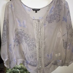 Express See-Through Long Sleeve Blouse